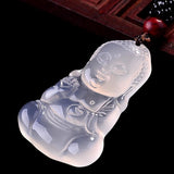 White Chalcedony Baby Buddha Pendant Necklace - Empire of the Gods