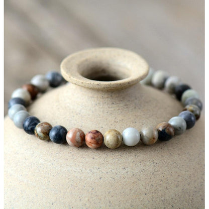 Natural Grey & Black Jasper Stones Bracelet - Empire of the Gods