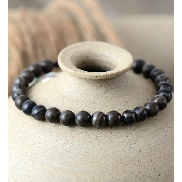 Natural Grey & Black Jasper Stones Bracelet - Empire of the Gods
