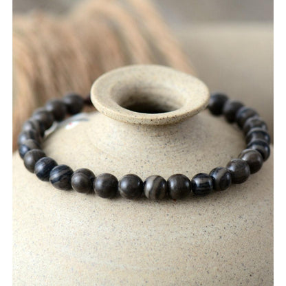 Natural Grey & Black Jasper Stones Bracelet - Empire of the Gods