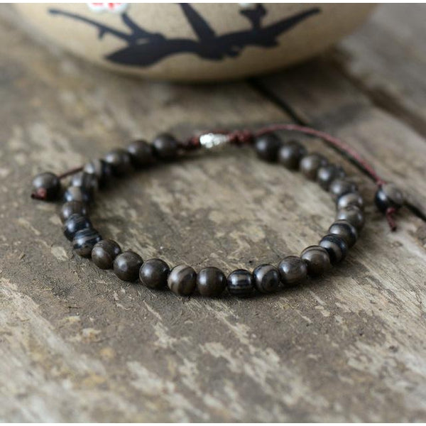 Natural Grey & Black Jasper Stones Bracelet - Empire of the Gods
