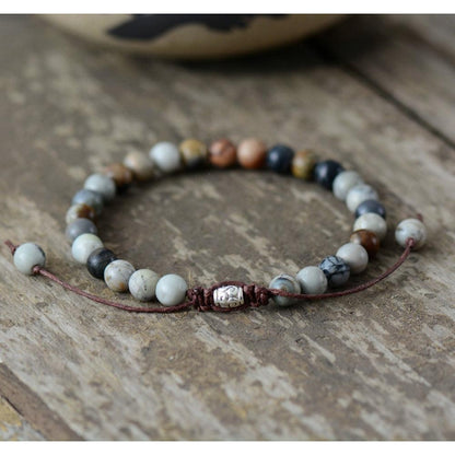 Natural Grey & Black Jasper Stones Bracelet - Empire of the Gods