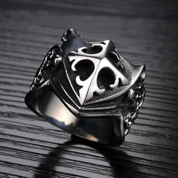 Titanium Cross Shield Templar Ring - Empire of the Gods