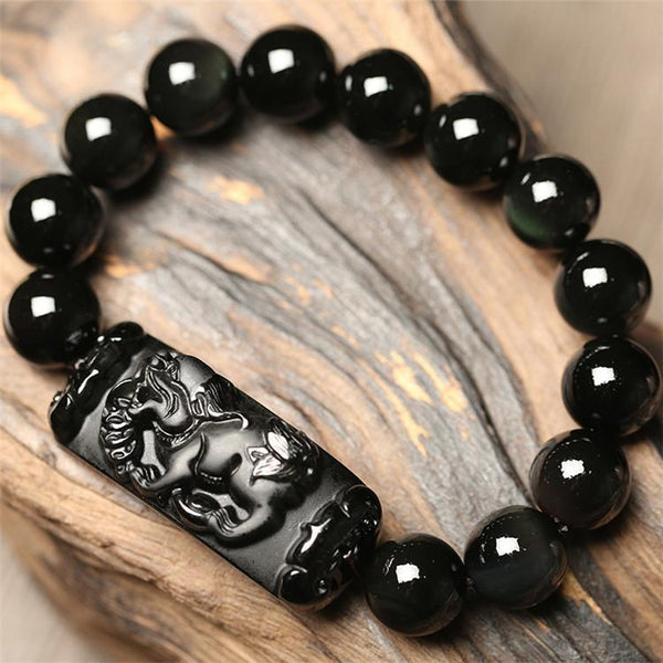 Obsidian Foo Dog Guardian Bracelet - Empire of the Gods