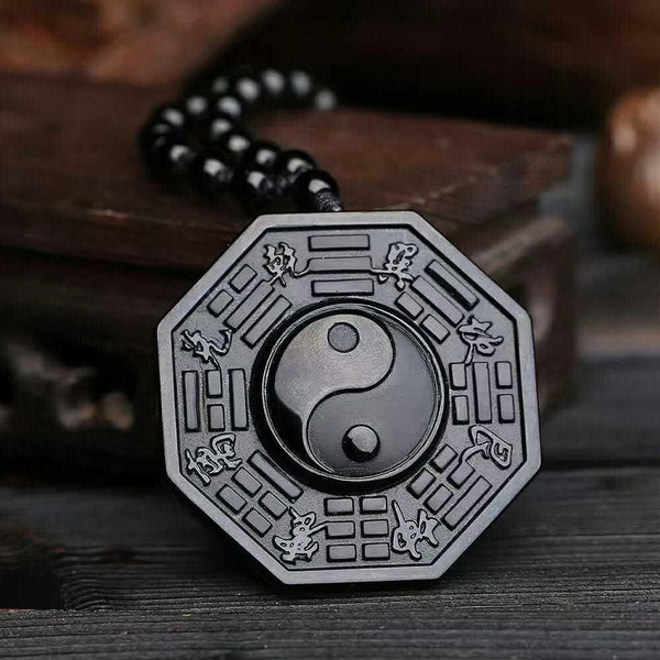 Obsidian Yin Yang Necklace - Empire of the Gods