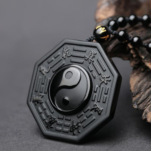 Obsidian Yin Yang Necklace - Empire of the Gods