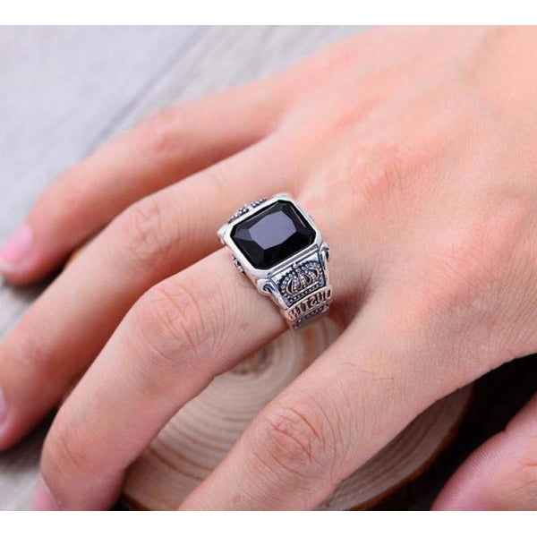 925 Sterling Silver Crowns Onyx Ring - Empire of the Gods