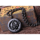 Obsidian Twin Birds Necklace - Empire of the Gods