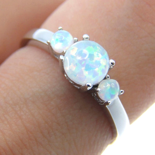 925 Sterling Silver White Opal Ring - Empire of the Gods
