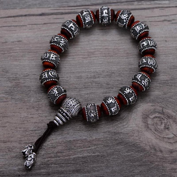 Handmade Black Obsidian Buddha Bracelet Charm Wooden Om Mani Padme Hum  Runes Prayer Mala Braclet For Men Wristband Jewelry | Wish