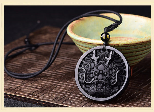 Obsidian Dragon Coin Necklace - Empire of the Gods