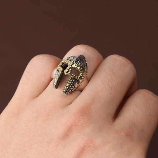 Hammered Spartan Helmet Ring - Empire of the Gods