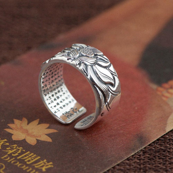 925 Sterling Silver Lotus Flower Ring - Empire of the Gods