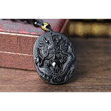 Obsidian Sun Dragon Necklace - Empire of the Gods