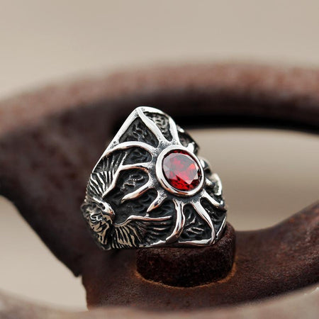 Titanium Vintage Ruby Templar Ring