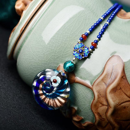 Ceramic Beads Flower Pendant Necklace
