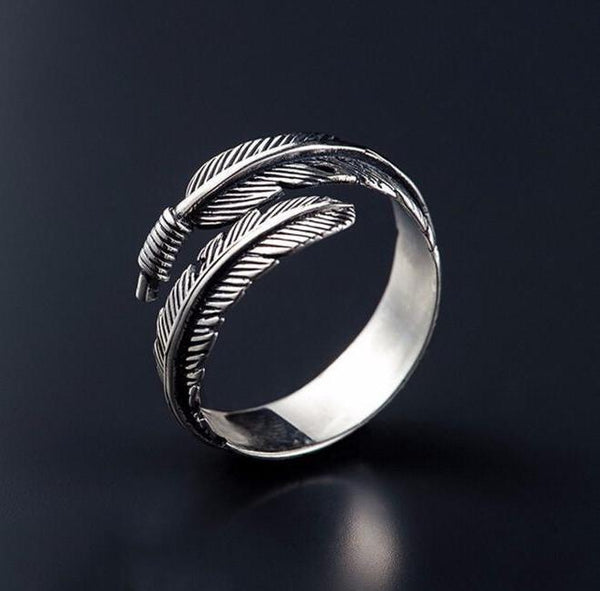 Vintage 925 Sterling Silver Feather Ring - Empire of the Gods