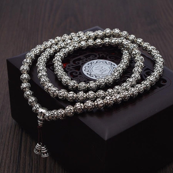 Silver Mantra Prayer Beads - Empire of the Gods