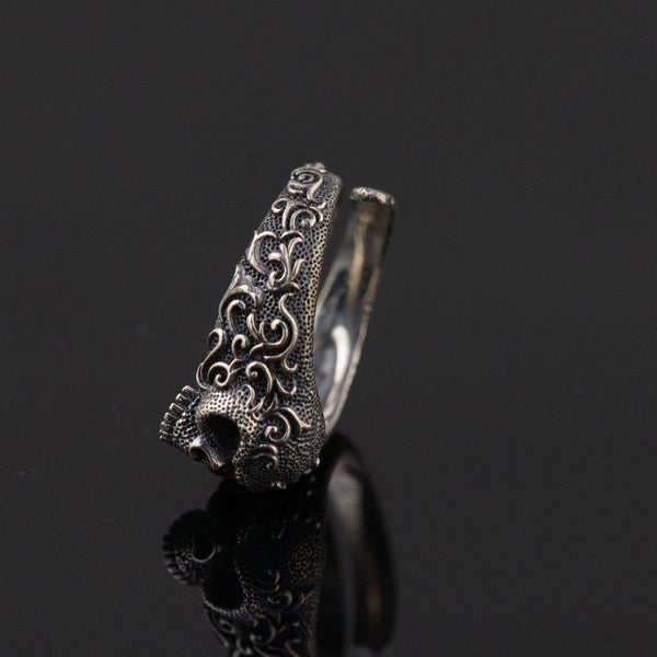 925 Sterling Silver Ancient Skull Ring - Empire of the Gods