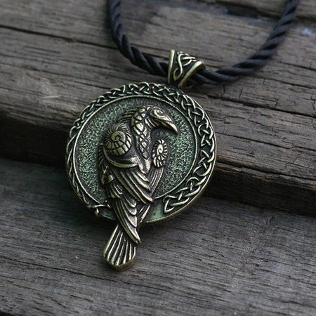 Wolf and Raven Mjolnir Necklace