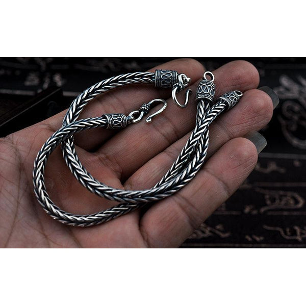 925 Sterling Silver Handmade Braided Chain Bracelet - Empire of the Gods