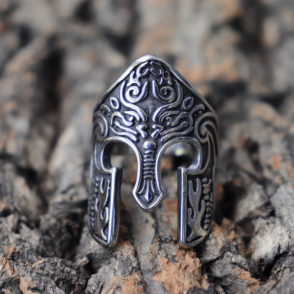 Engraved Spartan Helmet Ring - Empire of the Gods